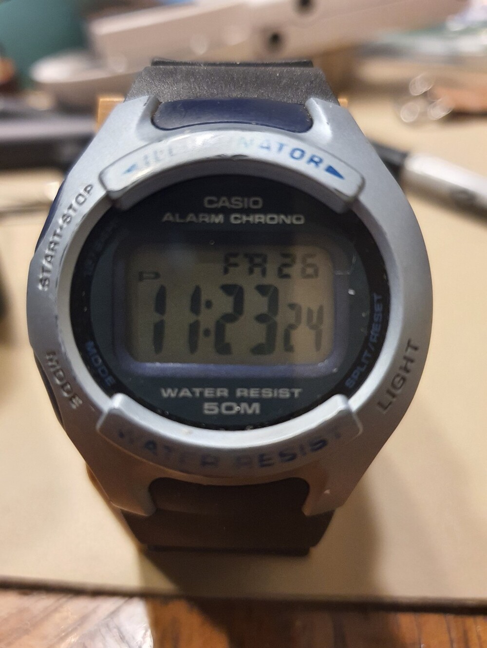 10/$20 Casio W-42H Blue Digital Illuminator Alarm Chrono Men's Watch